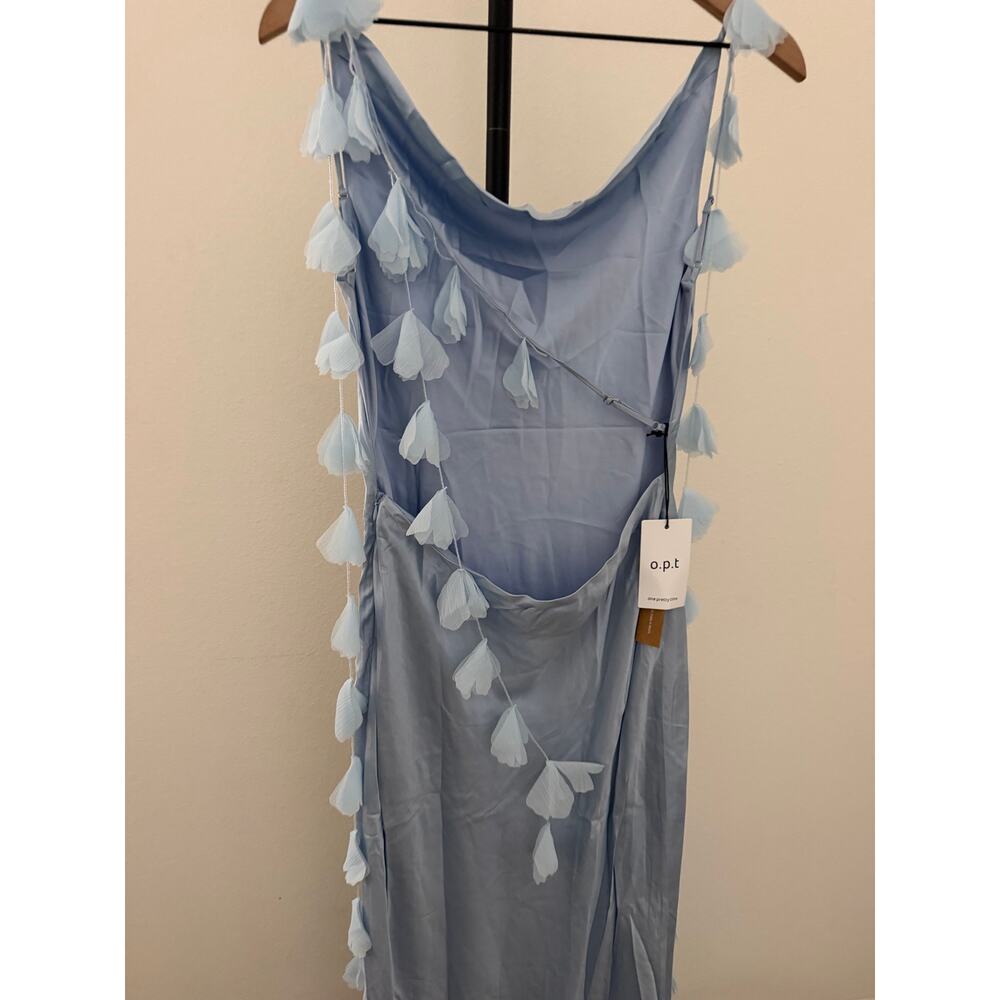 New few moda O.P.T Ingrid light blue silk blend dress $347 sz S - Picture 5 of 7